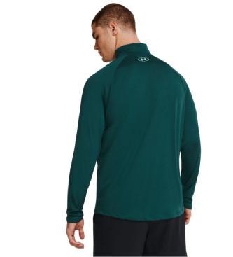 Under Armour T-shirt a maniche lunghe verde UA Tech con mezza zip