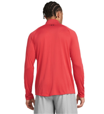 Under Armour T-shirt rossa a maniche lunghe UA Tech con mezza zip