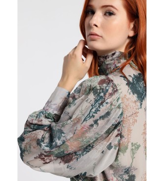 Victorio & Lucchino, V&L Enchanted multicolored printed chiffon blouse