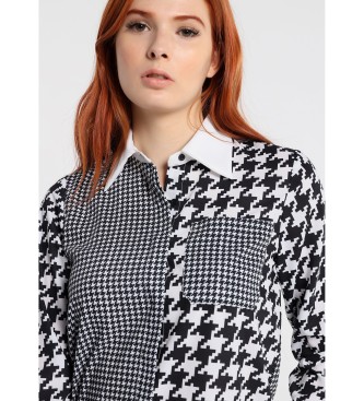 Victorio & Lucchino, V&L Black Dandy Glam Houndstooth Print Blouse