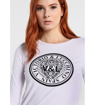 Victorio & Lucchino, V&L T-shirt à manches 3/4 Logo Dandy Glam blanc