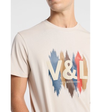 Victorio & Lucchino, V&L T-shirt com logtipo tnico bege