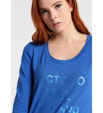 Victorio & Lucchino, V&L Cores das palavras cruzadas em folha T-shirt de manga comprida azul