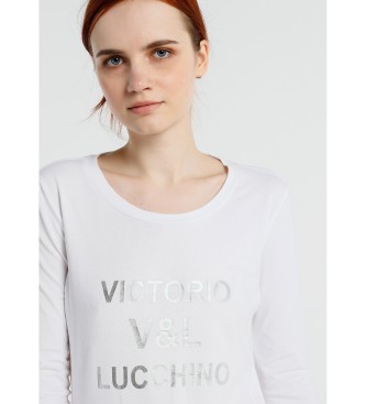 Victorio & Lucchino, V&L Cores das palavras cruzadas em folha T-shirt de manga comprida branca