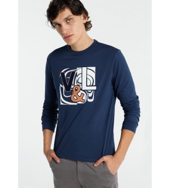 Victorio & Lucchino, V&L Long Sleeve T-shirt Navy Graphic