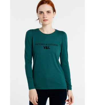 Victorio & Lucchino, V&L Logotipo da T-Shirt da manga do volume Encantado verde