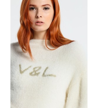 Victorio & Lucchino, V&L  Sweter Fake Feather Logo biały