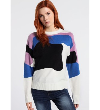 Victorio & Lucchino, V&L  Bld sweater med kryds og tvrs af farver