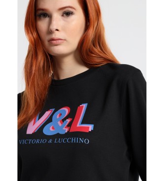 Victorio & Lucchino, V&L Logotipo Palavras Cruzadas Cores camisola preta