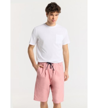 Victorio & Lucchino, V&L Shorts chino - Vita media con elastico in vita in lino rosa