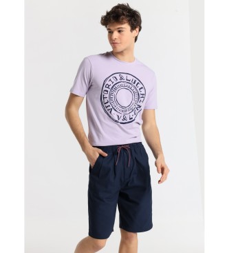 Victorio & Lucchino, V&L Bermuda chino shorts - Medium Waist with elastic waistband in linen