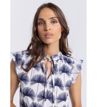 Victorio & Lucchino, V&L Printed blouse with blue bow on the collar