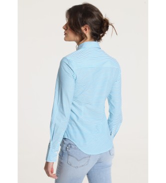 Victorio & Lucchino, V&L V&LUCCHINO - Camisa de manga larga a rayas horizontales azul