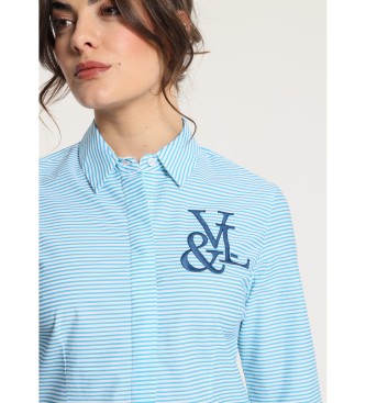 Victorio & Lucchino, V&L V&LUCCHINO - Horizontaal gestreept overhemd met lange mouwen blauw
