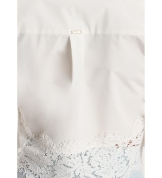 Victorio & Lucchino, V&L V&LUCCHINO - Camisa de manga larga con detalle de encaje blanco