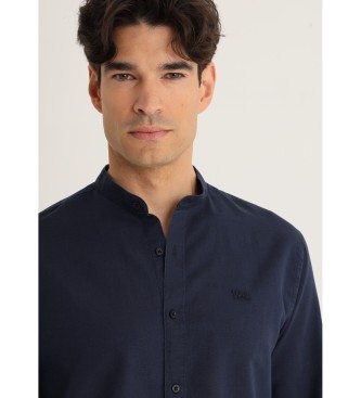 Victorio & Lucchino, V&L Linen shirt navy mao collar