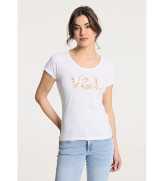 Victorio & Lucchino, V&L T-shirt basique  manches courtes avec graphisme de ptales blancs