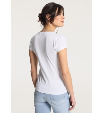 Victorio & Lucchino, V&L T-shirt basique  manches courtes avec graphisme de ptales blancs