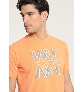 Victorio & Lucchino, V&L Basic T-shirt met korte mouwen en oranje graphic op de borst