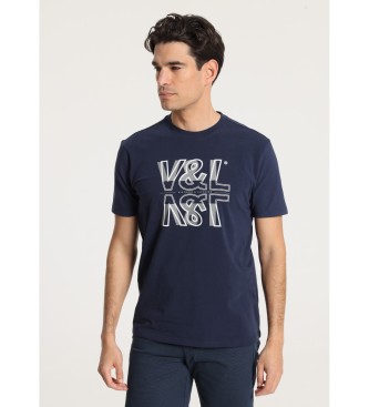 Victorio & Lucchino, V&L T-shirt basic a maniche corte con grafica sul petto blu scuro