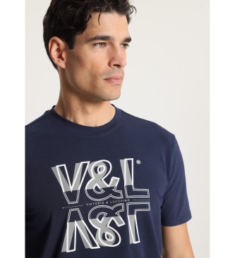Victorio & Lucchino, V&L Kortrmet basis-T-shirt med navy-grafik p brystet