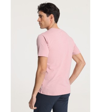 Victorio & Lucchino, V&L Basic kortrmet grafisk V&L leaves pink t-shirt