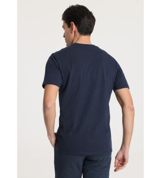 Victorio & Lucchino, V&L V&L basic kortrmet grafisk t-shirt navy blue leaves
