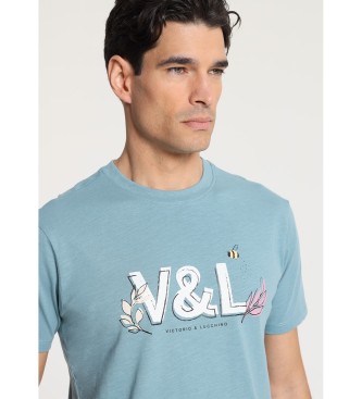 Victorio & Lucchino, V&L Basic kortrmet grafisk V&L leaves t-shirt grn