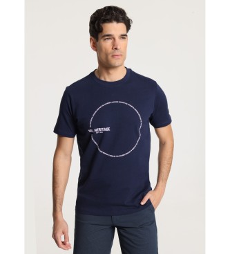 Victorio & Lucchino, V&L Kortrmad T-shirt med cirkulrt mnster p brstet i marinbl frg