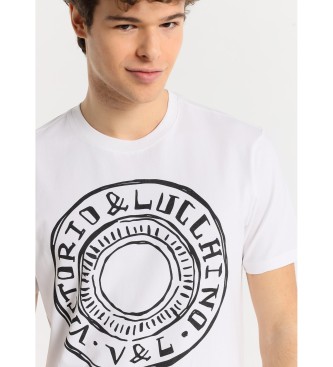 Victorio & Lucchino, V&L T-shirt met korte mouwen en witte houtskool logotekening