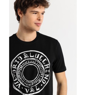Victorio & Lucchino, V&L T-shirt  manches courtes avec logo noir en charbon de bois