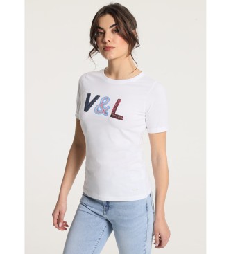 Victorio & Lucchino, V&L Kurzarm-T-Shirt mit Fransen V&L Pailletten wei