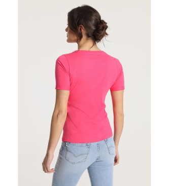 Victorio & Lucchino, V&L V&L kortrmet t-shirt med frynser og pink pailletter