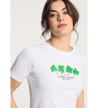 Victorio & Lucchino, V&L T-shirt met korte mouwen en witte palmbomen