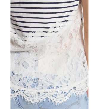 Victorio & Lucchino, V&L Short sleeve V-neck T-shirt with white lace detail