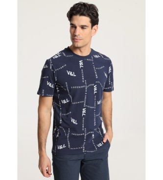 Victorio & Lucchino, V&L Navy bedrucktes Kurzarm-T-Shirt