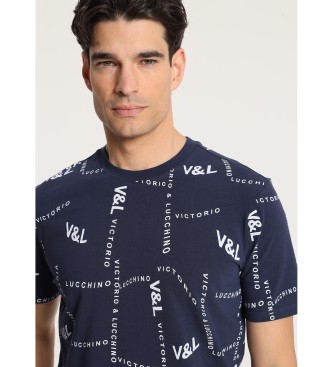 Victorio & Lucchino, V&L T-shirt met korte mouwen in marineprint