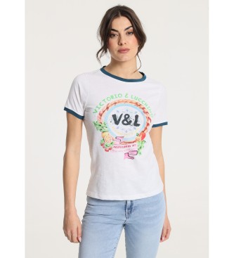 Victorio & Lucchino, V&L Kurzarm-T-Shirt im mediterranen Stil wei
