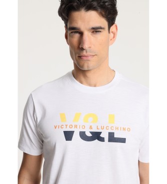 Victorio & Lucchino, V&L Koszulka z krótkim rękawem i nadrukiem V&L na piersi, biała