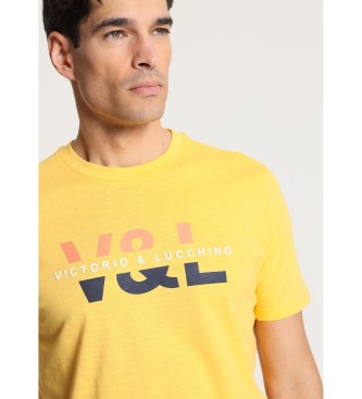 Victorio & Lucchino, V&L T-shirt met korte mouwen V&L print op de borst geel