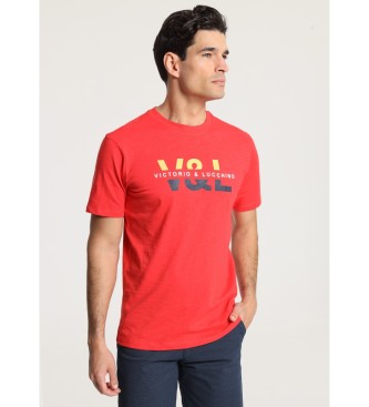 Victorio & Lucchino, V&L Kortrmad T-shirt med V&L-tryck p rtt brst