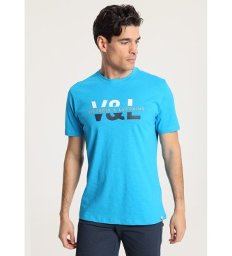 Victorio & Lucchino, V&L Kurzrmeliges T-Shirt mit V&L-Aufdruck auf der Brust blau