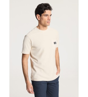 Victorio & Lucchino, V&L T-shirt  manches courtes en jacquard tricot avec poche beige