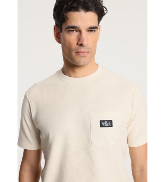 Victorio & Lucchino, V&L T-shirt  manches courtes en jacquard tricot avec poche beige