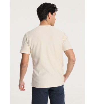 Victorio & Lucchino, V&L T-shirt a maniche corte in tessuto jacquard con taschino beige