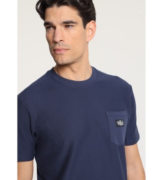 Victorio & Lucchino, V&L Kurzrmeliges Jacquard-Strick-T-Shirt mit navyfarbener Tasche