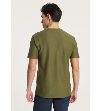 Victorio & Lucchino, V&L T-shirt a maniche corte in tessuto jacquard con taschino verde