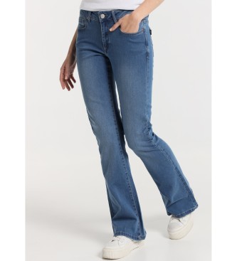 Victorio & Lucchino, V&L Jeans a zampa - Vita corta lavata blu scuro medio