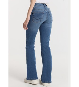 Victorio & Lucchino, V&L Jeans a zampa - Vita corta lavata blu scuro medio
