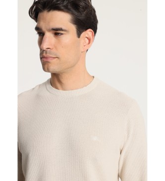 Victorio & Lucchino, V&L Beżowy sweter z dzianiny bąbelkowej
